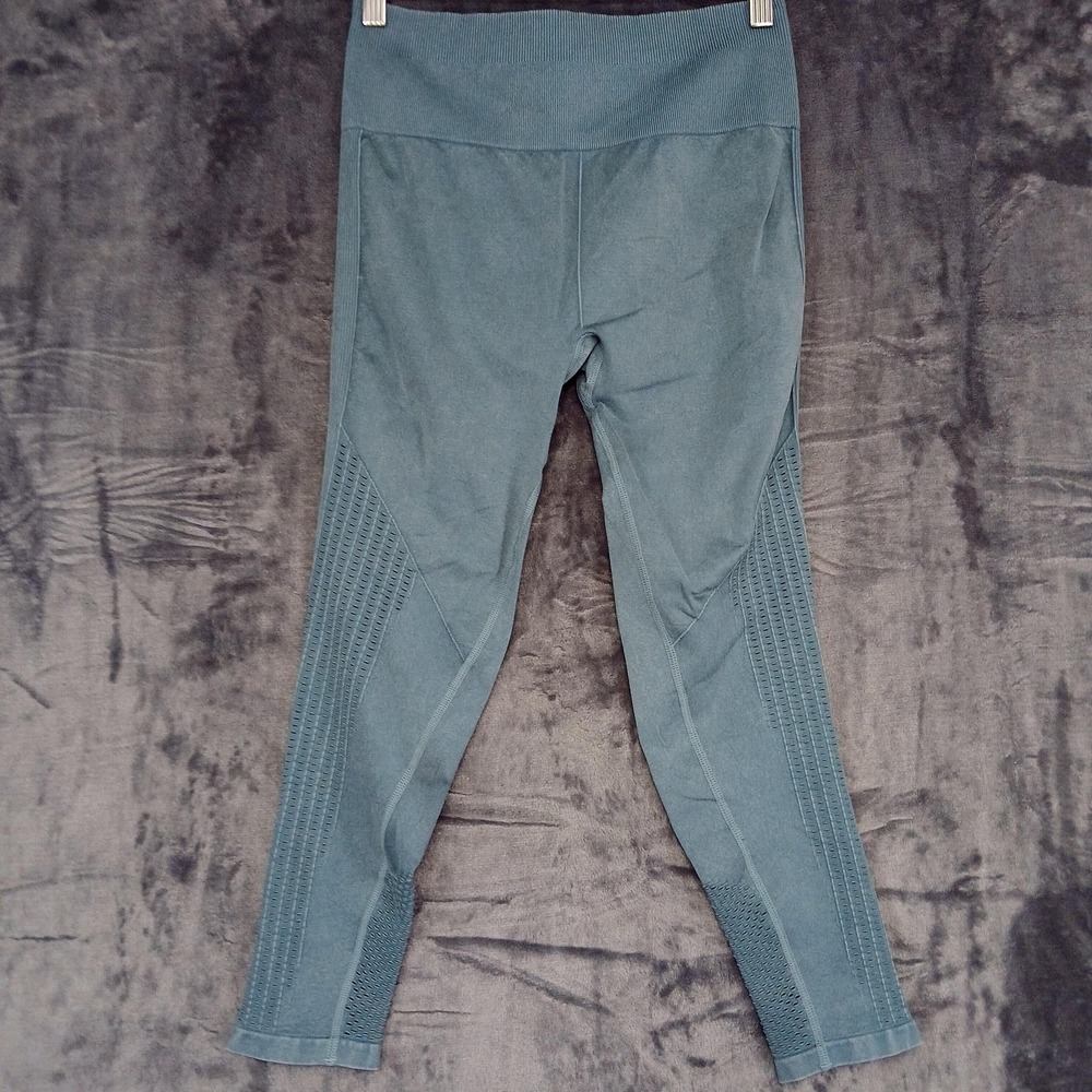 Fabletics Leggings Womens Small Blue‎ Green High Waisted Seamless Mesh 7/8 Yoga
